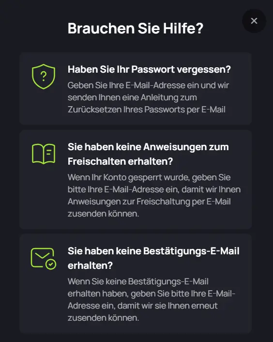 Hilfe beim Anmelden und Passwort
