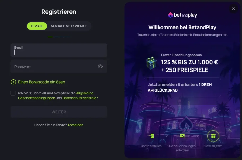 Registrierung für neue Benutzer